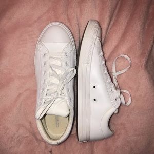 Low White Monochrome Leather Converse